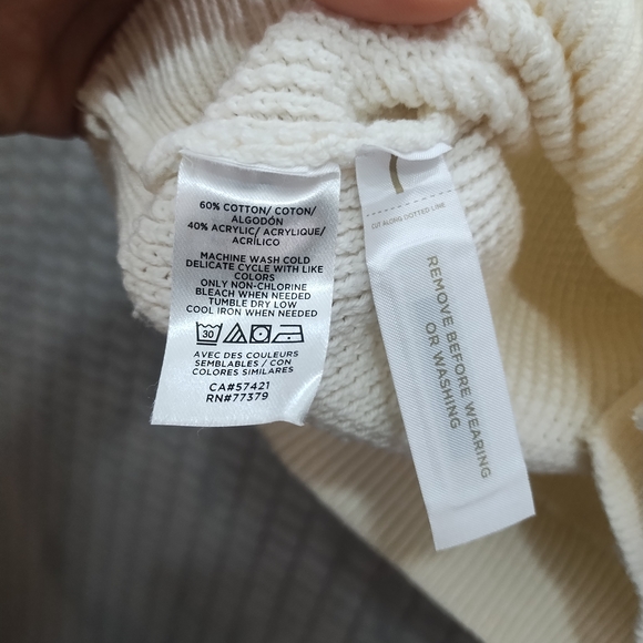 Ann Taylor Knit Cream V-Neck Cardigan Half Ruffle Sleeves-Sz S - Picture 5 of 8